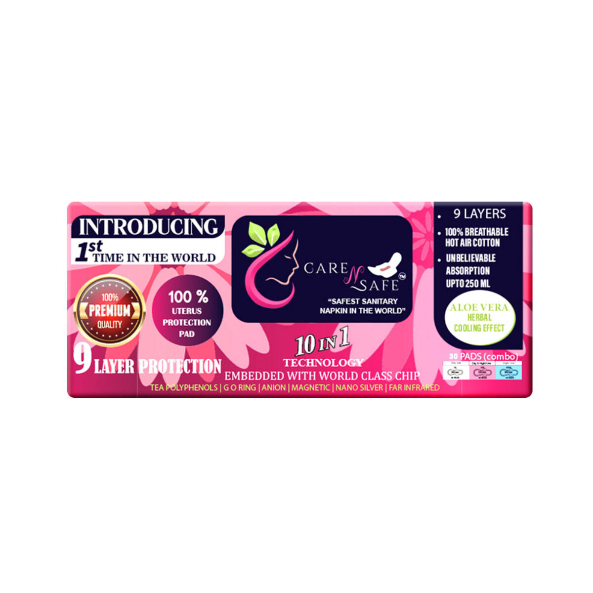 CareNSafe Premium Cotton Sanitary Pads | Combo | 12 Hour Protection | 40 Pads